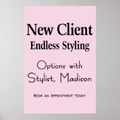 Salon Barbershop Poster Hair New Client Stylist  (Voorkant)