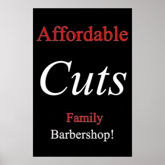 Salon Barbershop Posters Affordable Cuts Family (Voorkant)