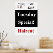 Salon Barbershop Posters Dinsdag speciale Gel (Keuken)