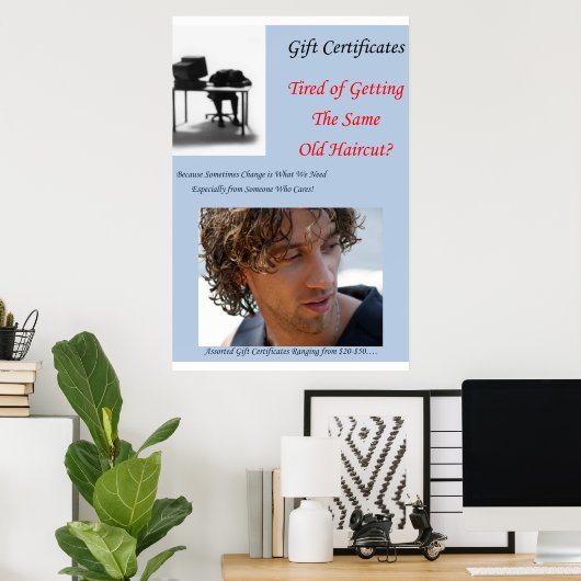 Salon Barbershop Posters Haircut Gift Certificates (Thuiskantoor)