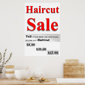 Salon Barbershop Posters Haircut Sale How much Pay (Keuken)