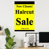 Salon Barbershop Posters Haircut Sale New Clients (Thuiskantoor)