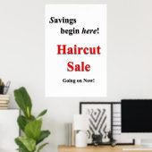 Salon Barbershop Posters Haircut Sale Savings (Thuiskantoor)