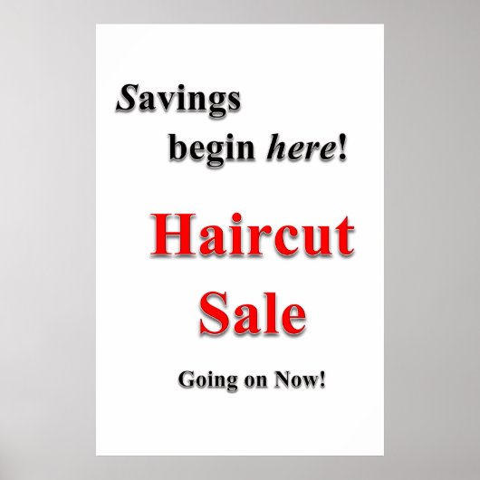 Salon Barbershop Posters Haircut Sale Savings (Voorkant)