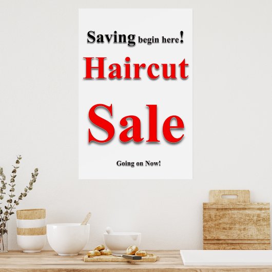 Salon Barbershop Posters Haircut Sale Savings (Keuken)