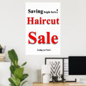 Salon Barbershop Posters Haircut Sale Savings (Thuiskantoor)