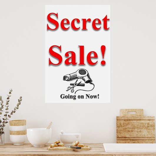 Salon Barbershop Posters Secret Sale White Black (Keuken)