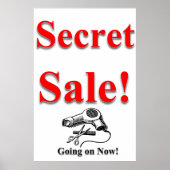 Salon Barbershop Posters Secret Sale White Black (Voorkant)