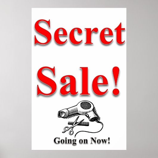 Salon Barbershop Posters Secret Sale White Black (Voorkant)