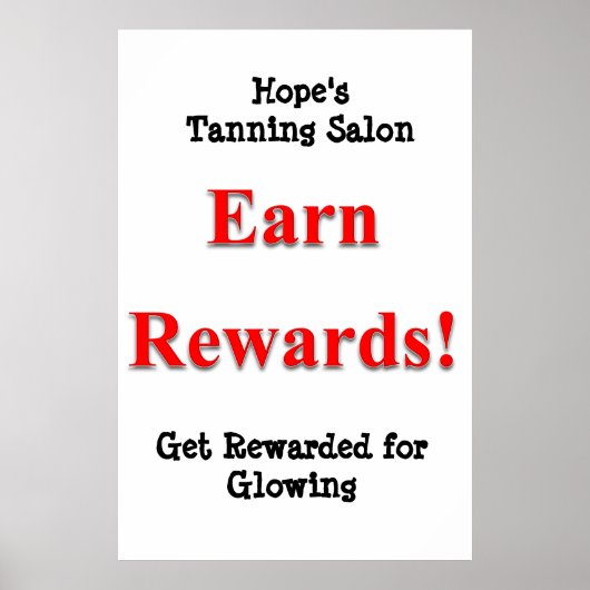 Salon Barbershop Posters Tanning Earn Rewards (Voorkant)