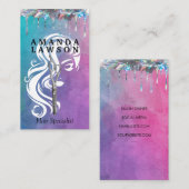Salon Beauty Logo | Waterverf | Shimmer Drip Visitekaartje (Voorkant / Achterkant)
