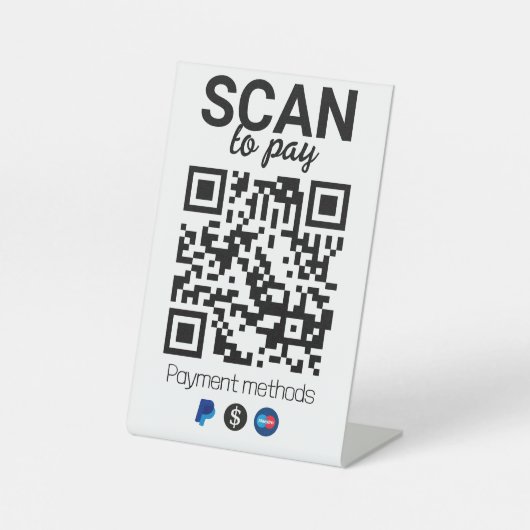 Salon & Beauty QR-codeteken | Sociale media, Revie Reclamebord Met Voetstuk (Voorkant)