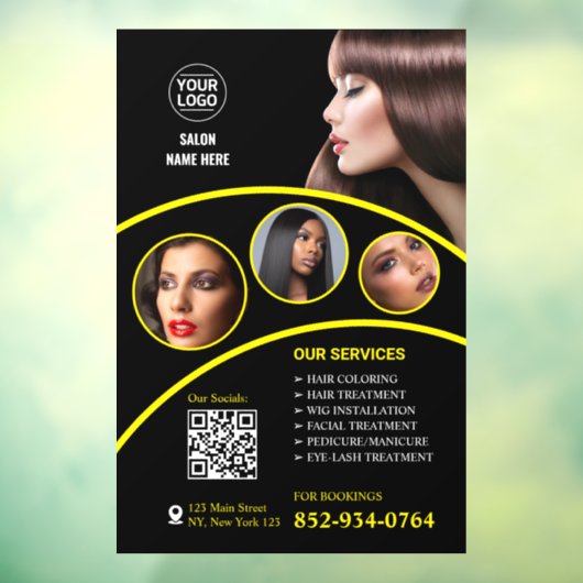 Salon Bedrijfs Custom Raamfolie Raamsticker (Vel 3)