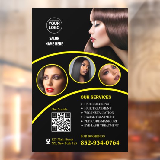 Salon Bedrijfs Custom Raamsticker (Vel 2)