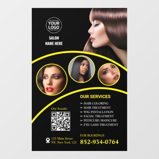 Salon Bedrijfs Custom Raamsticker (Vel)