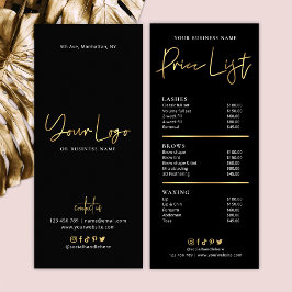 Salon Black & Faux Gold Logo Moderne prijslijst Reclamekaart