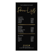 Salon Black & Faux Gold Logo Moderne prijslijst Reclamekaart (Voorkant)