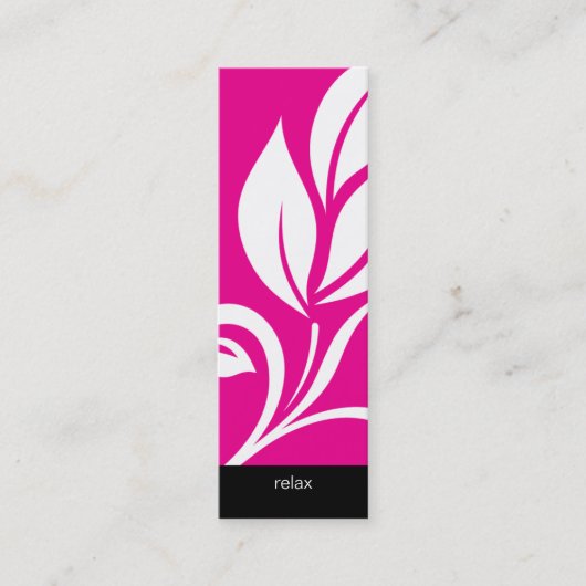 Salon Bladwijzer Spa bold leaf bloemroze Mini Visitekaartje (Voorkant)