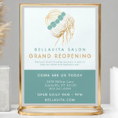Salon Blauwgroen Gold Floral Updo Logo Covid ReOpe Flyer
