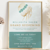 Salon Blauwgroen Gold Floral Updo Logo Covid ReOpe Flyer