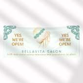 Salon Blauwgroen Gold Floral Updo Logo Covid ReOpe Spandoek
