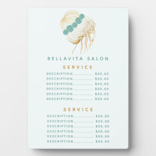 Salon Blauwgroen Gold Floral Updo Price Menu Plaqu Fotoplaat