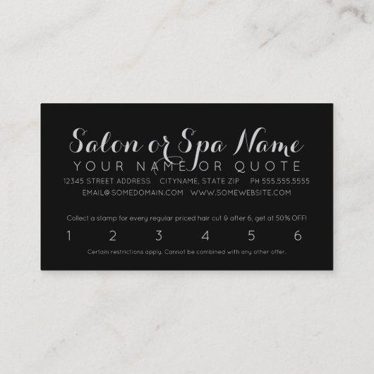 salon  bloemen trouwe punker klantenkaartje (Achterkant)