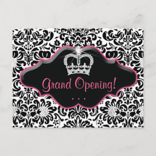 Salon Briefkaart Damask Black White Roze Lijst