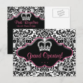 Salon Briefkaart Damask Black White Roze Lijst (Voorkant / Achterkant)