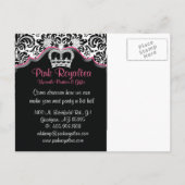 Salon Briefkaart Damask Black White Roze Lijst (Achterkant)