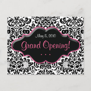 Salon Briefkaart Damask Black White Roze Lijst