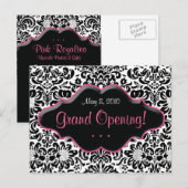 Salon Briefkaart Damask Black White Roze Lijst (Voorkant / Achterkant)