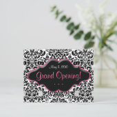 Salon Briefkaart Damask Black White Roze Lijst (Staand voorkant)