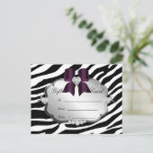 Salon Briefkaart Zebra Jewels Bow Eggplant (Staand voorkant)