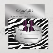 Salon Briefkaart Zebra Jewels Bow Eggplant (Voorkant / Achterkant)