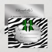 Salon Briefkaart Zebra Jewels Bow Green (Voorkant / Achterkant)