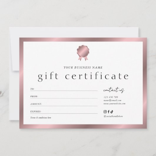 Salon Bronze Rose Gold Effect Cadeaubon (Voorkant)