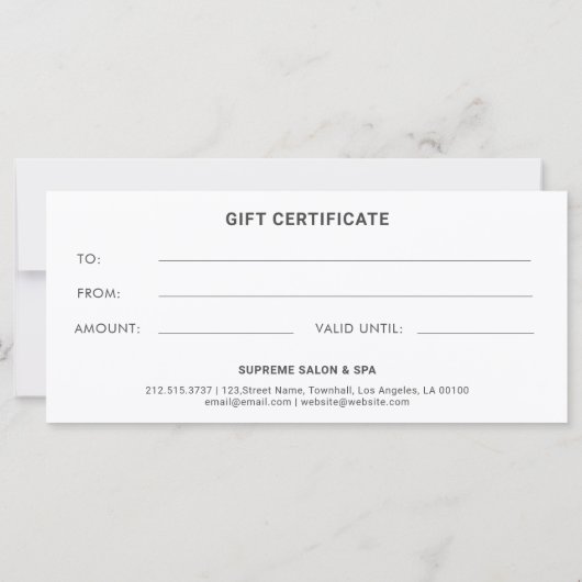 Salon Business Cadeaubon Roze Wit (Achterkant)