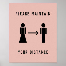 Salon Business Covid Physical Distance Pink Poster