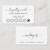 Salon Business Modern Monogram Script Loyalty Card (Voorkant / Achterkant)