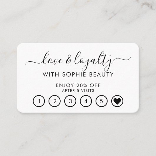 Salon Business Modern Monogram Script Loyalty Card (Voorkant)