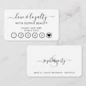 Salon Business Modern Monogram Script Loyalty Card (Voorkant / Achterkant)