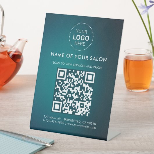 Salon Business QR-code en Logo Reclamebord Met Voetstuk (Insitu)