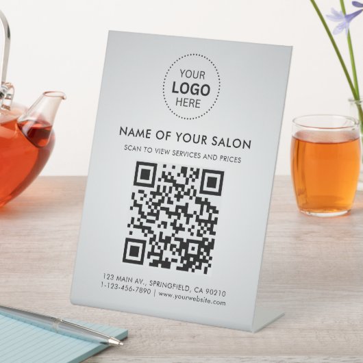 Salon Business QR-code en Logo Reclamebord Met Voetstuk (Insitu)