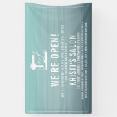 Salon Business We zijn open Aqua Ombre Spandoek (Verticaal)