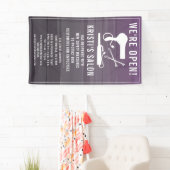 Salon Business We zijn open Paarse Ombre Spandoek (Insitu)