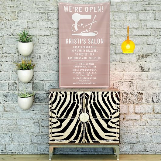 Salon Business We're Open Blush Ombre Spandoek
