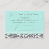 Salon Cadeaubon Aqua Gray Damask Kortingskaartje (Achterkant)