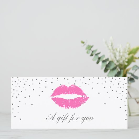 Salon Cadeaubon | Roze zilver-Confetti (Staand voorkant)