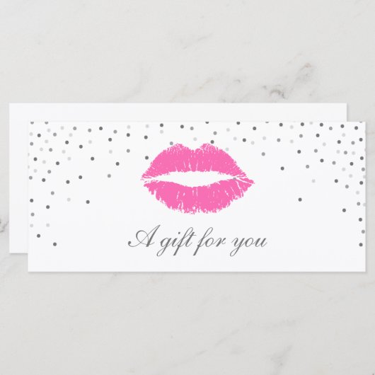 Salon Cadeaubon | Roze zilver-Confetti (Voorkant / Achterkant)